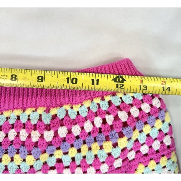 Design History Crochet Shorts Women's L Pink Granny Square Lined Festival Boho - Picture 8 of 11